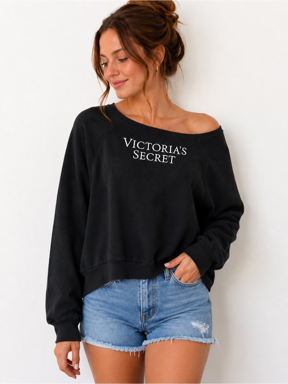 Victoria's Secret Black Pullover with White Logo